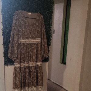 Roolee Brown Floral Long Sleeve Dress